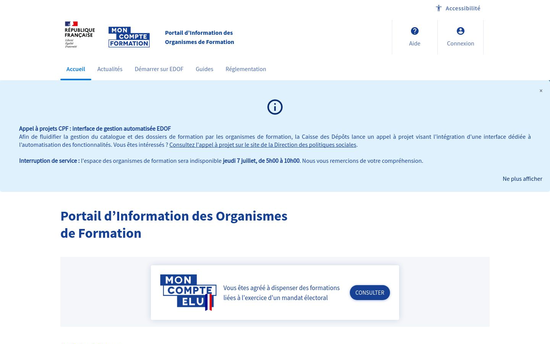 Portail EDOF : organisme de formation
